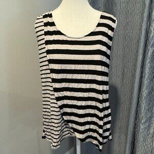 Milk Nursingwear Women's Sleeveless Top Tulip Front Black & Gray Stripes Size L